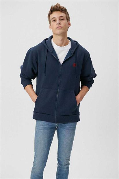 Mavi Fermuarlı Erkek Sweatshirt 066979-70490