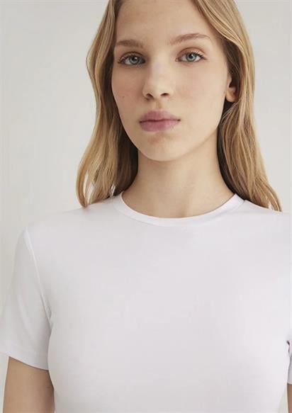 Mavi Yuvarlak Yaka Basıc  Beyaz Kadın T-Shirt 1600963-620