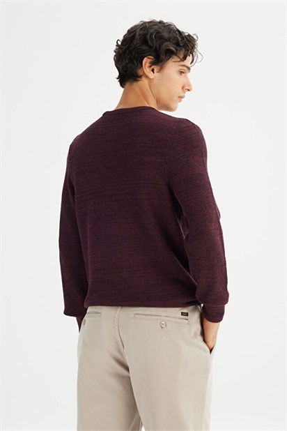 Lee Regular Fit Normal Kesim Bisiklet Yaka Bordo Triko Erkek Kazak L2520364810