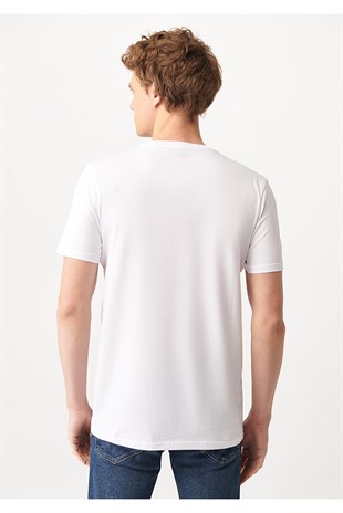 Mavi Baskılı Tişört Beyaz  066841-620