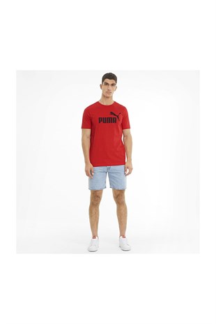 Puma Essentials Logo Erkek Kırmızı Tişört 586666 11
