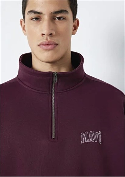 Mavi Yarım Fermuarlı  Erkek Sweatshirt 0S10208-70434