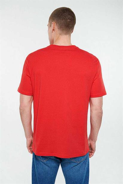 Mavi Logo Nakışlı Kırmızı Tişört 067074-70471