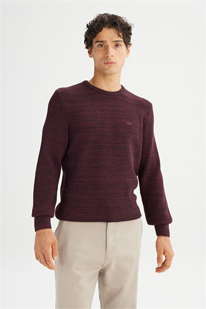 Lee Regular Fit Normal Kesim Bisiklet Yaka Bordo Triko Erkek Kazak L2520364810