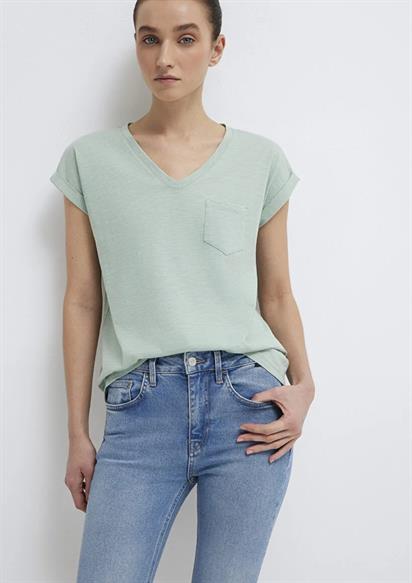 Mavi V Yaka Basıc Kadın T-Shirt 1600961-71780
