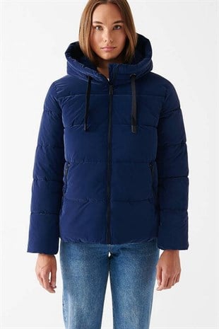 Mavi Kapüşonlu Lacivert Kadın Ceket   1110043-81774