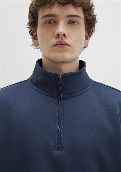 Mavi Yarı Fermuarlı Basic Sweatshirt-0S10278-70490