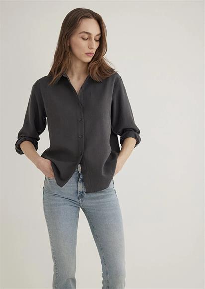 Mavi Uzun Kollu Gömlek Antrasit Kadın Gömlek 1211002-88035