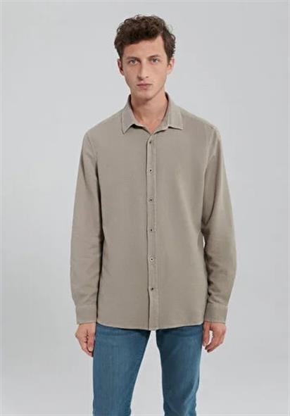 Mavi Uzun Kol Kum Erkek Gömlek