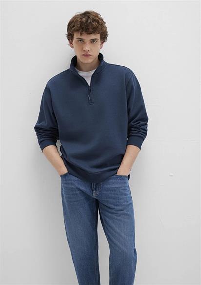 Mavi Yarı Fermuarlı Basic Sweatshirt-0S10278-70490