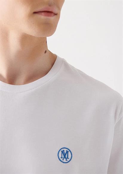 Mavi Logo Nakışlı  Beyaz Erkek T-Shirt 067074-620