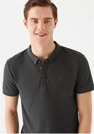 Mavi Polo Tişört Koyu Gri Melanj