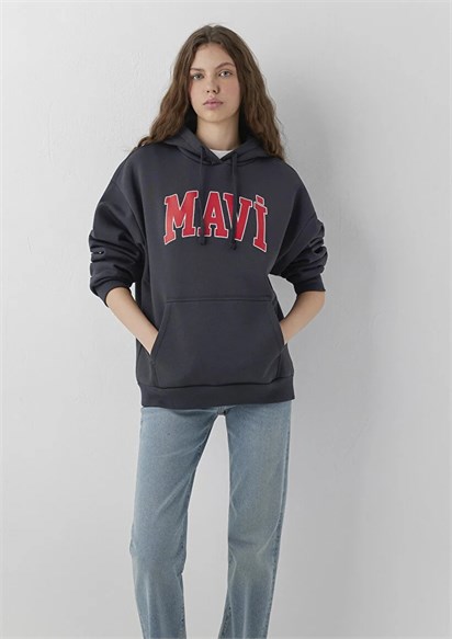Mavi Logo Baskılı Kapüşonlu Kadın Sweatshirt 1600361-70499
