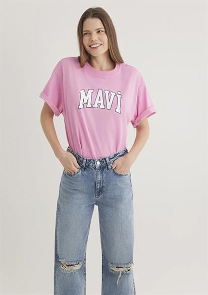 Mavi Baskılı  Gül Pembe Kadın T-Shirt 1600843-71032