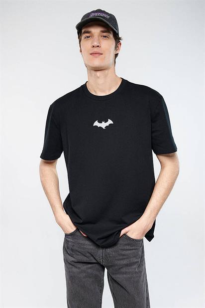 Mavi Batman Reflektör Baskılı  Siyah Erkek T-Shirt 066878-900