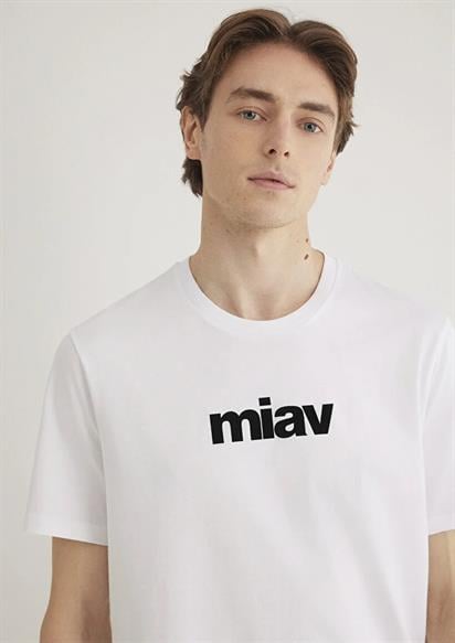 Mavi Miav Baskılı  Beyaz Erkek T-Shirt 067153-602