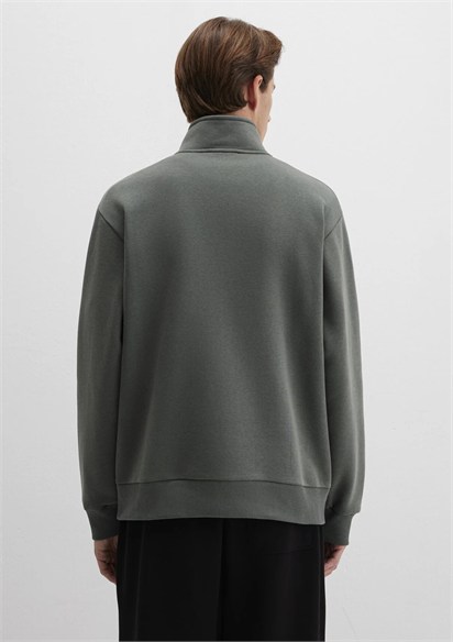 Mavi Yarım Fermuarlı Baskıl Erkekı Sweat -0S10585-71598