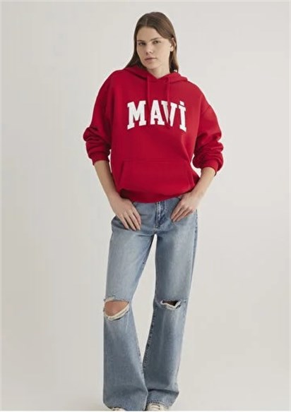 Mavi Logo Bakılı Kadın Oversize Sweatshirt-1600361-86417