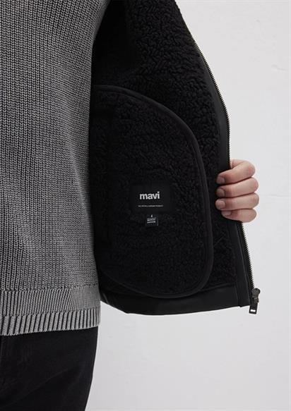 Mavi Kürk Yaka Jet Siyah Erkek Mont 0110670-71379