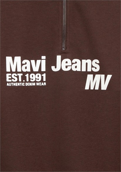 Mavi Mavi Jeans Baskılı Logo Yarım Fermuarlı Çocuk Sweatshirt 6S10142-88067