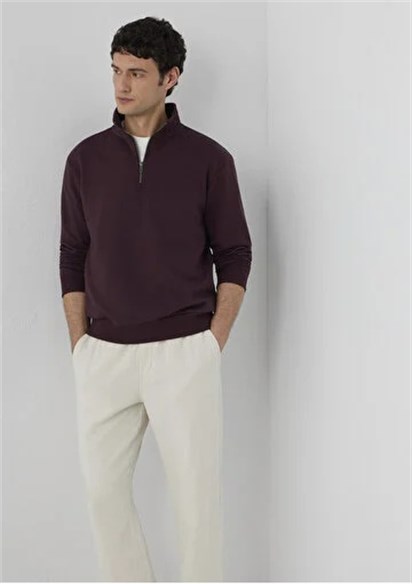 Mavi Yarım Fermuarlı Sweatshırt Karamel Erkek Sweatshirt 0S20027-70223