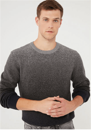 Mavi Bisiklet  Yaka Erkek  Kazak Gri Melanj 070779-34686