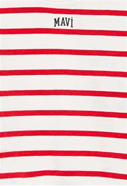 Mavi Logo Baskılı Çizgili Unisex Sweatshirt 7S10038-82054