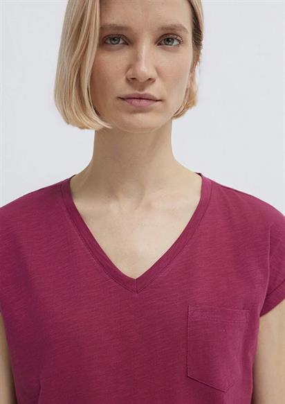 Mavi V Yaka Basıc KAdın T-shirt 1600961-70919