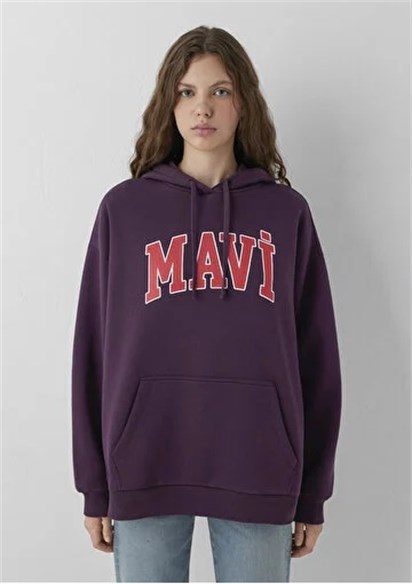 Mavi Logo Baskılı Oversize Kadın Sweatshirt-1600361-70635