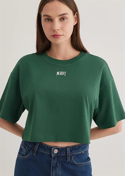 Mavi Yuvarlak Yaka Kısa Kollu Kadın T-Shirt 1611585-71874
