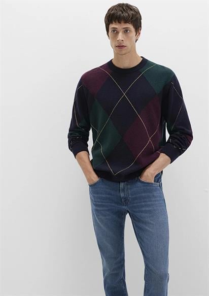 Mavi Jakarlı Derin Lacivert Erkek Kazak 0710334-70497