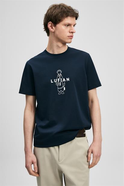 Lufian Sımbad Modern Grafik T- Shirt Lacivert-111020307