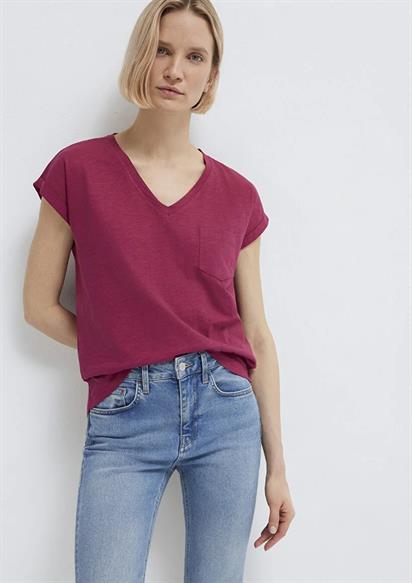 Mavi V Yaka Basıc KAdın T-shirt 1600961-70919