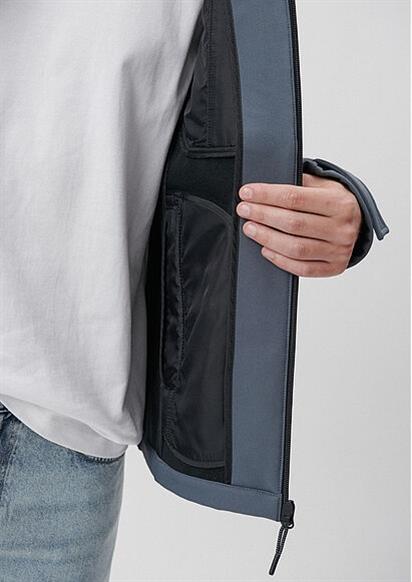 Mavi Kapişonlu Erkek Ceket