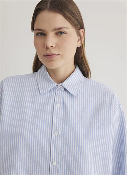 Mavi Uzun Kollu Gömlek Oxford Blue Striped Kadın Gömlek 1211066-89326