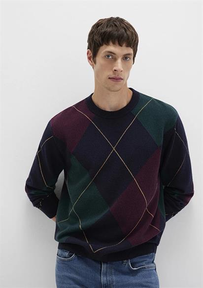 Mavi Jakarlı Derin Lacivert Erkek Kazak 0710334-70497