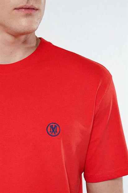 Mavi Logo Nakışlı Kırmızı Tişört 067074-70471