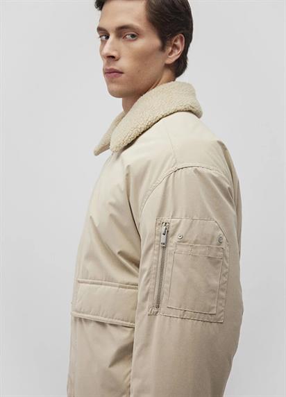 Mavi Dik Yaka Bej Bomber Ceket-0110465-86559
