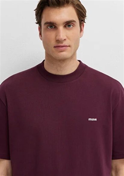 Mavi Mavi Baskılı  Şarap Bordo Erkek T-Shirt 0612216-70434