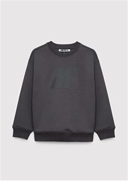 Mavi M Logo Grafik Sweatshirt Koyu Gri Çocuk Sweatshirt 6S10201-70763