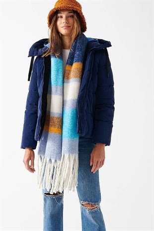 Mavi Kapüşonlu Lacivert Kadın Ceket   1110043-81774