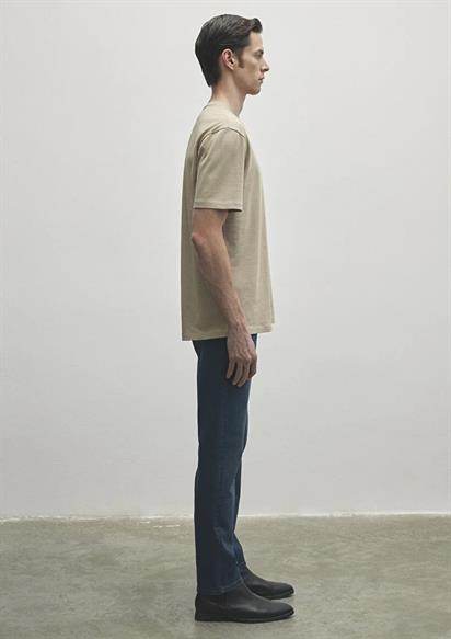 Mavi Bisiklet Yaka Tişört Boz Kahve