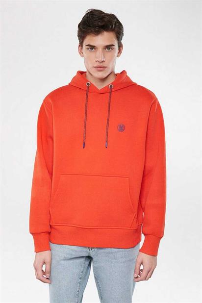 Mavi Kapüşonlü Erkek Sweatshirt Canlı Kırmızı 065809-70481