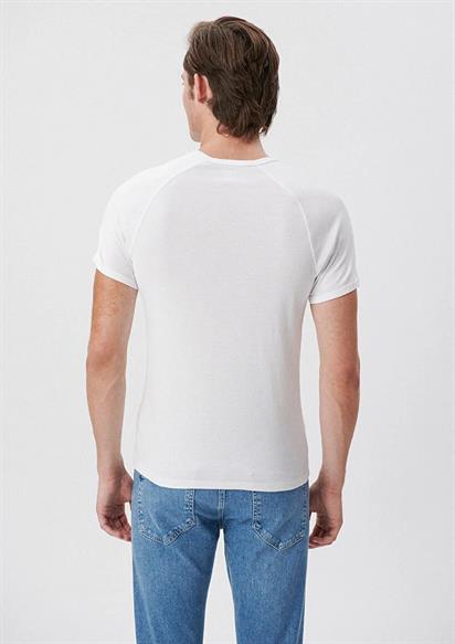 Mavi Bisiklet Yaka Beyaz Erkek Tişört