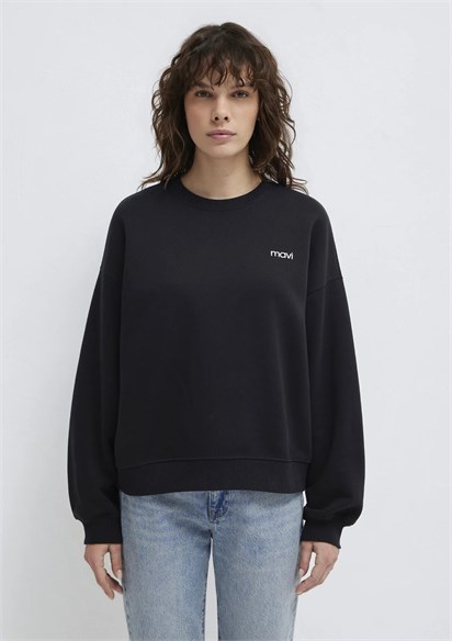 Mavi Logo Baskılı Siyah Sweatshirt 1S10490-900