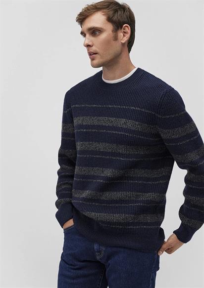 Mavi Çizgili Unisex Kazak 0710209-70490