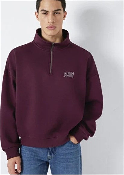 Mavi Yarım Fermuarlı  Erkek Sweatshirt 0S10208-70434