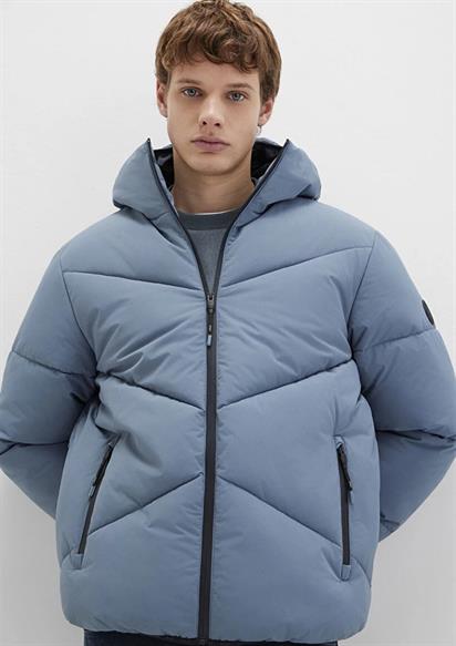 Mavi Kapüşonlu  Puslu Mavi Erkek Mont 0110360-70782