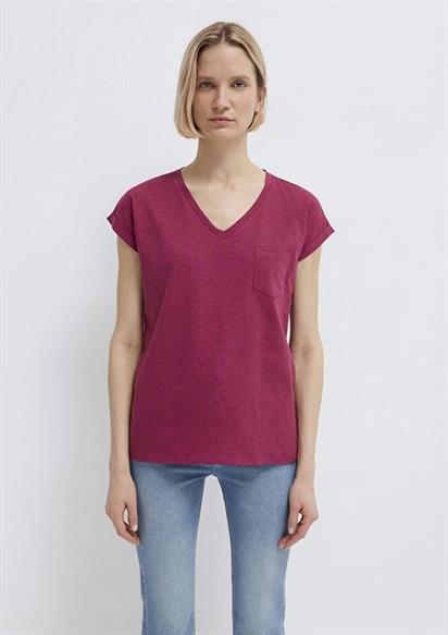 Mavi V Yaka Basıc KAdın T-shirt 1600961-70919