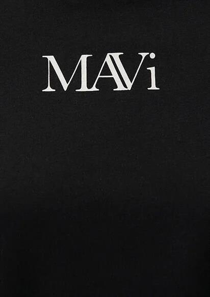 Mavı Logo Kadın Siyah Tişört